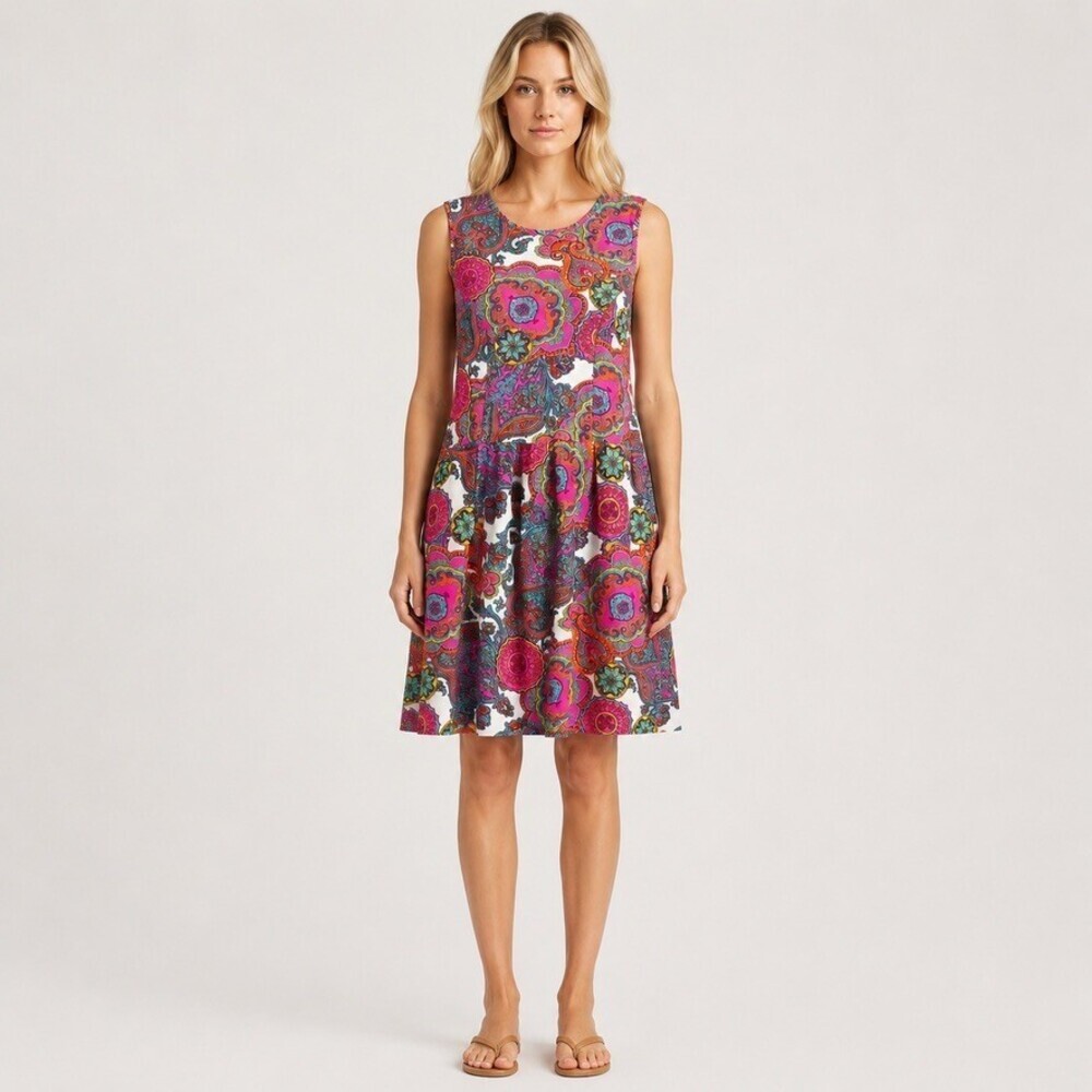 Jude Connally Trixie Dress Small Small Pink Orange Paisley Jude Cloth Sleeveless